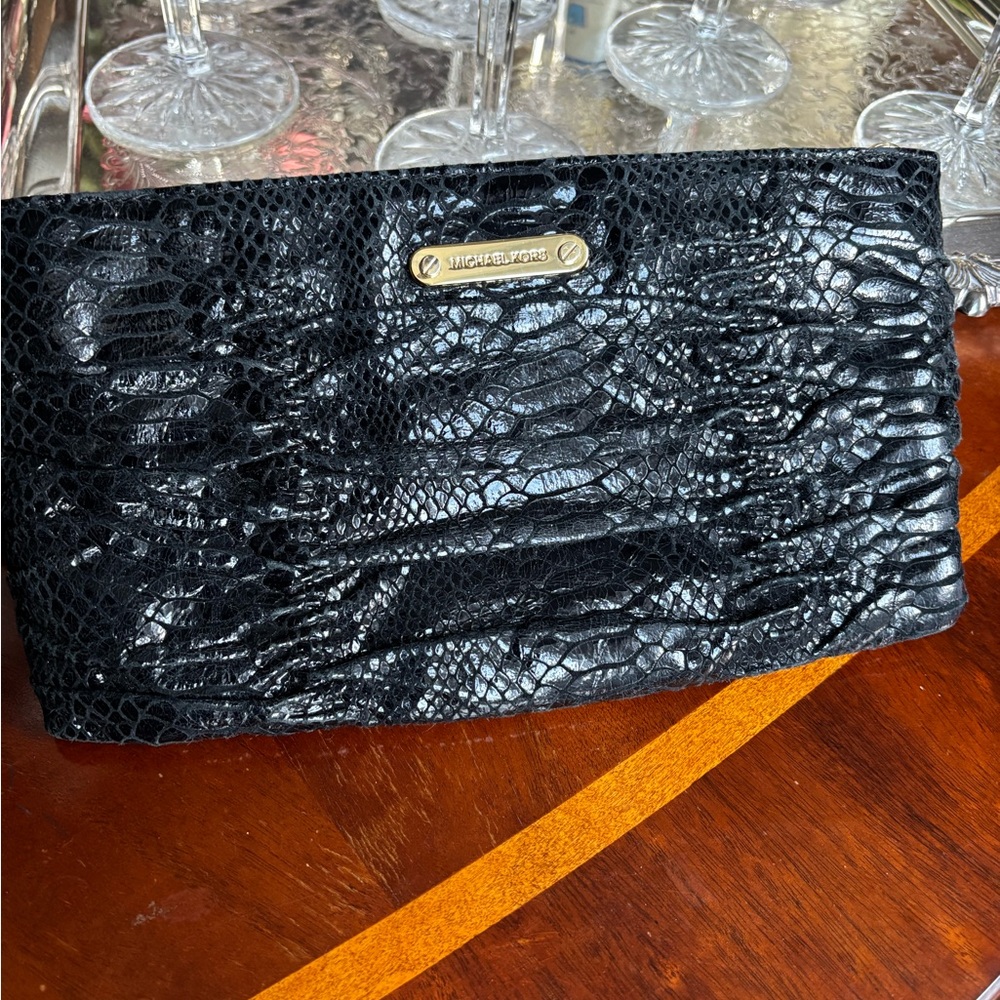Michael Kors Black Textured Clutch